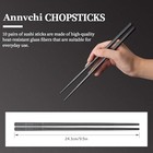 Chopsticks - 10 Pairs Reusable Fiberglass Alloy Chopstick Set  Dishwasher Safe 