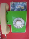 Vintage Mcm Telephone With Flowers  Unique Rotary Dial Mid Century Modern Design