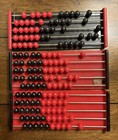 Domino Scorers By Crisloid Set Of 2 Plastic Red black  298 With Blue Box Extra