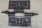 2 Old Door Hinges 3 1 2 X 3 1 2  Steeple Top Vintage Clean Cast Iron Deep Bat