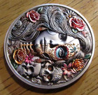 Lady  Skulls  Roses  Unique Bloom   Fade Commemorative Coin - Hobo Nickel Coin