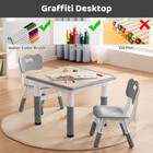 Cufun Kids Table   2 Chairs Set Height Adjustable For Ages 2-8