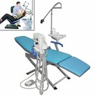 Portable Dental Folding Chair led Light turbine Unit weak Suction 4 Hole Best