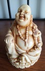 Carved Soap Stone Laughing Sitting Buddah Statue Figure 4  Tall Detailed Italy 