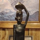 Vintage Hand Carved Beautiful Ebony Wood African Sculpture Figurine Women