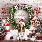 Large Merry Christmas Backdrop - White Brick Wall For Photography  7x5ft 