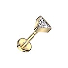  18ga F136 Implant Grade Titanium Cz Crystal Triangle Top Threadless Gold Tone