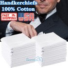 5-20x White Cotton Men Handkerchiefs Hanky Pocket Square Hankie Lot Set Vintage