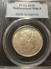 1899 Wide 9 s  Pcgs Graded Newfoundland    50 Cent    au-50   Cert  7752