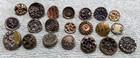 21 Vintage Antique Metal Picture Buttons Floral  6