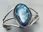 Important Indian Mountain Turquoise Vintage Navajo Sterling Silver Bracelet