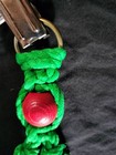 Vintage Macrame Christmas Tree W red Wooden Beads Clean Retro Green And Red