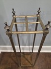 Antique Victorian English Brass Cast Iron 4-slot Umbrella Stand Cane