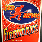 1970s Large 41  X 28  Red Devil Fireworks Poster Sign Booth Store Display Banner