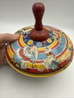 Vintage 1950 - 1960 J  Chein   Co Pressed Steel Metal Spinning Top Toy