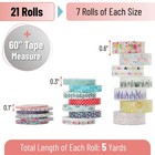 Mr  Pen- Washi Tape Set  21 Rolls  0 1   0 3   0 6   21 Floral