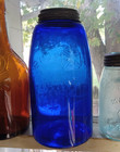 Cobalt Mason s Patent Nov 30th 1858 Cross 1 2 Gallon Repro Fruit Jar Ground Lip