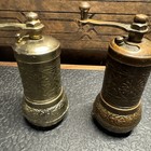 2-vtg Handcrafted Brass  Metal Salt  Pepper coffee Grinder Ornate Engraving