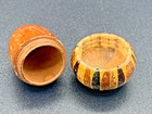 Antique Turned Wood Treen Acorn Etui Sewing Thimble Holder Case Tunbridge Style
