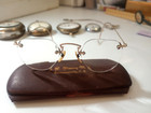 Vtg 10k Gold On Bridge American Optical Rimless Eyeglasses W case Very Nice 