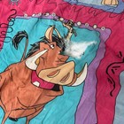 Vintage 90s Disney Lion King Reversible Comforter Pink Tribal Simba Pumbaa 80x75