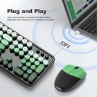 Wireless Keyboard Mouse Combo 2 4g Retro Round Typewriter Black Blue Pc Mac