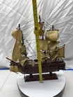 Hms Victory Wooden Model Ship Detailed Rigging Fabric Sails Display Stand Gr