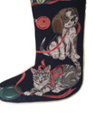 Vtg Needlepoint tapestry Beagle Puppy   Tabby Cat 15  Christmas Stocking