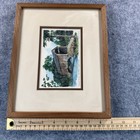 Vintage Watercolor Pennsylvania Dutch Country Covered Bridge Painting Wood Frame