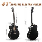 Acoustic-electric Beginner Guitar Set - 41-inch  Jumbo  Eq  Amp  Cutaway   Black