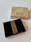 Vintage Volupte Black Enamel Compact Carry All Case Cigarette Powder Rouge Lips