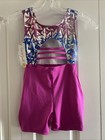 Cat   Jack Girls  Gymnastics Leotard Biketard Strappy Back Sz L 10 12 Nwt
