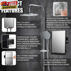 Shower Mirror For Shaving Wall Mount 360 Rotation Razor Holder Squeegee
