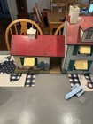 Vtg 1950s Louis Marx Tin Lithograph Colonial Doll House Two Story Red Roof Metal