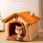 Dog House Kennel Pet Dog Cat Bed For Small Dogs Winter Warm Plush Cat Bed Nest