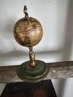 Vintage Italian Miniature Desktop Globe Brass Wood Base 4 5  Mid Century Italy
