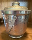 Vintage Hammered Aluminum Ice Bucket With Handle Made In Italy 10 5  Tall