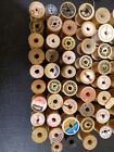 126 Vtg Wooden Sewing Thread Wood Spools Lot Empty   W  Thread Many Sizes Brands