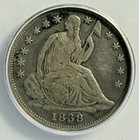 1838-p Seated Liberty Half Dime - Large Stars - Anacs F 15 - New Holder