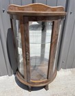 Vtg Wooden Curio Cabinet Curved Glass Door Half Round Hanging Table Top 22    Nlhb