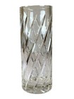Vintage Crystal Clear Cut Glass Flower Vase Swirl Design Starburst Base Heavy