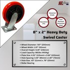  4 Pack  8  Heavy Duty Caster  Polyurethane Plate  4 Swivel Casters