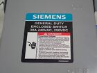 New Siemens Gf321na 30 Amp Nema 1 Fusible 240 Volt 3 Phase 4 Wire Disconnect