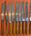 16 Vintage Butterscotch Caramel Bakelite Stainless Steel Flatware Knives Lot 3