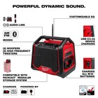 Milwaukee 2956-20 M18 Bluetooth Packout Radio charger new   Auth Usa Dealer