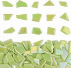 Iridescent Green Glass Mosaic Tiles For Crafts Bulk 200g Broken Stained Glass   