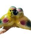Mcm Ceramic Lovebirds On Log Planter Yellow Bird Figurine Vase