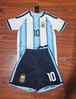 Argentina Mesi Soccer Black Kids Jersey And Shorts
