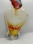 Vtg Budweiser Bud King Of Beers Bottle Pour Tin Metal Advertising Sign Bar