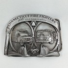 Vintage Belt Buckle Connecticut Fire Fighters Leather King Made In Usa 1990